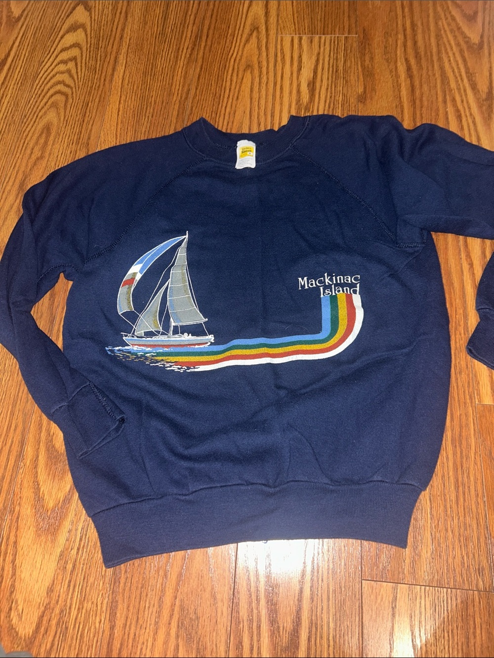 Super Rare 70s Vintage Mackinac Island Sailboat Crewneck Sweatshirt Sz Small